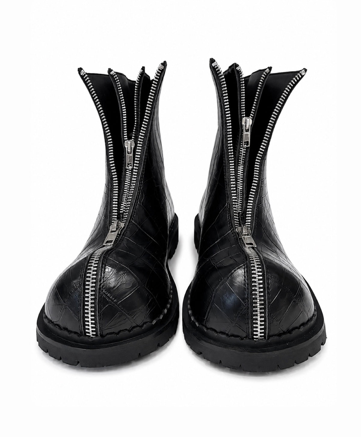 Leather Double-Zip Motorcycle Boots