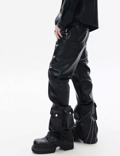 FRKM SCD PU Leather Gimmick Pants