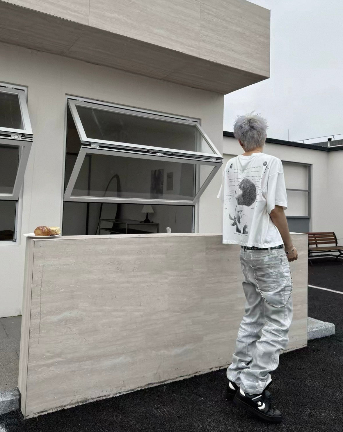 GOJOYJINNI White&Gray mix color pants