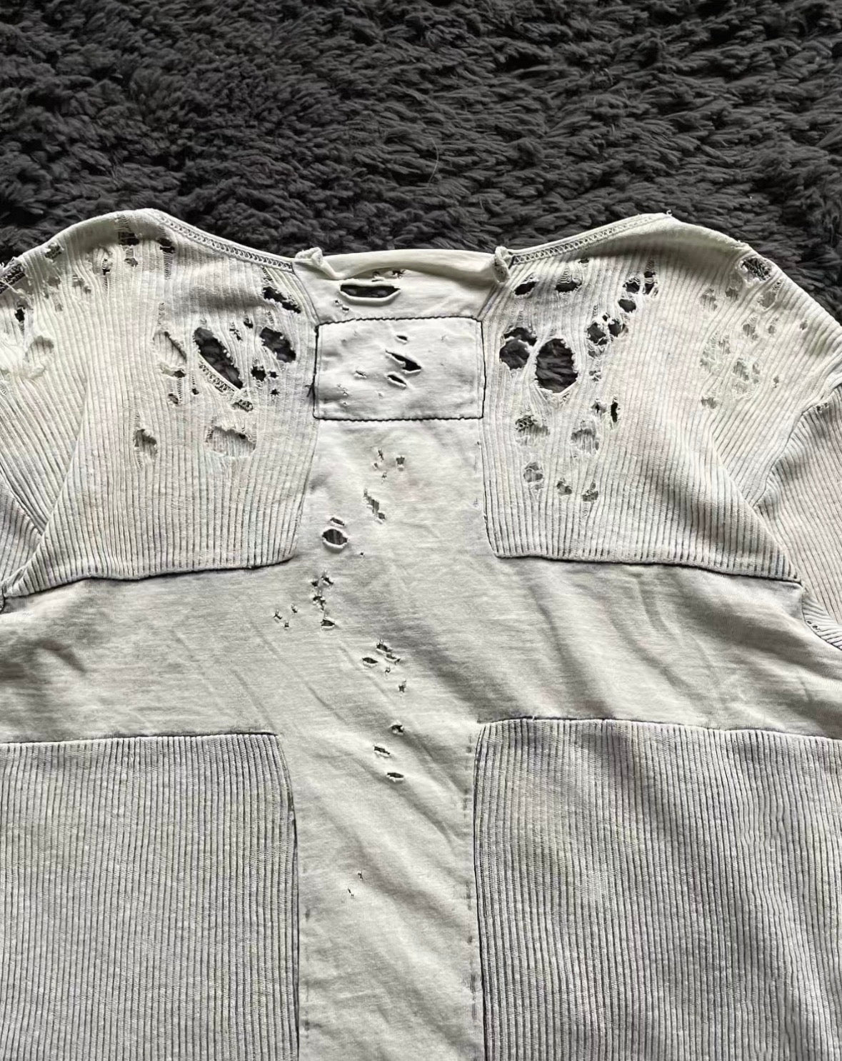 Distressed Cross Patch Long Sleeve T-Shirt
