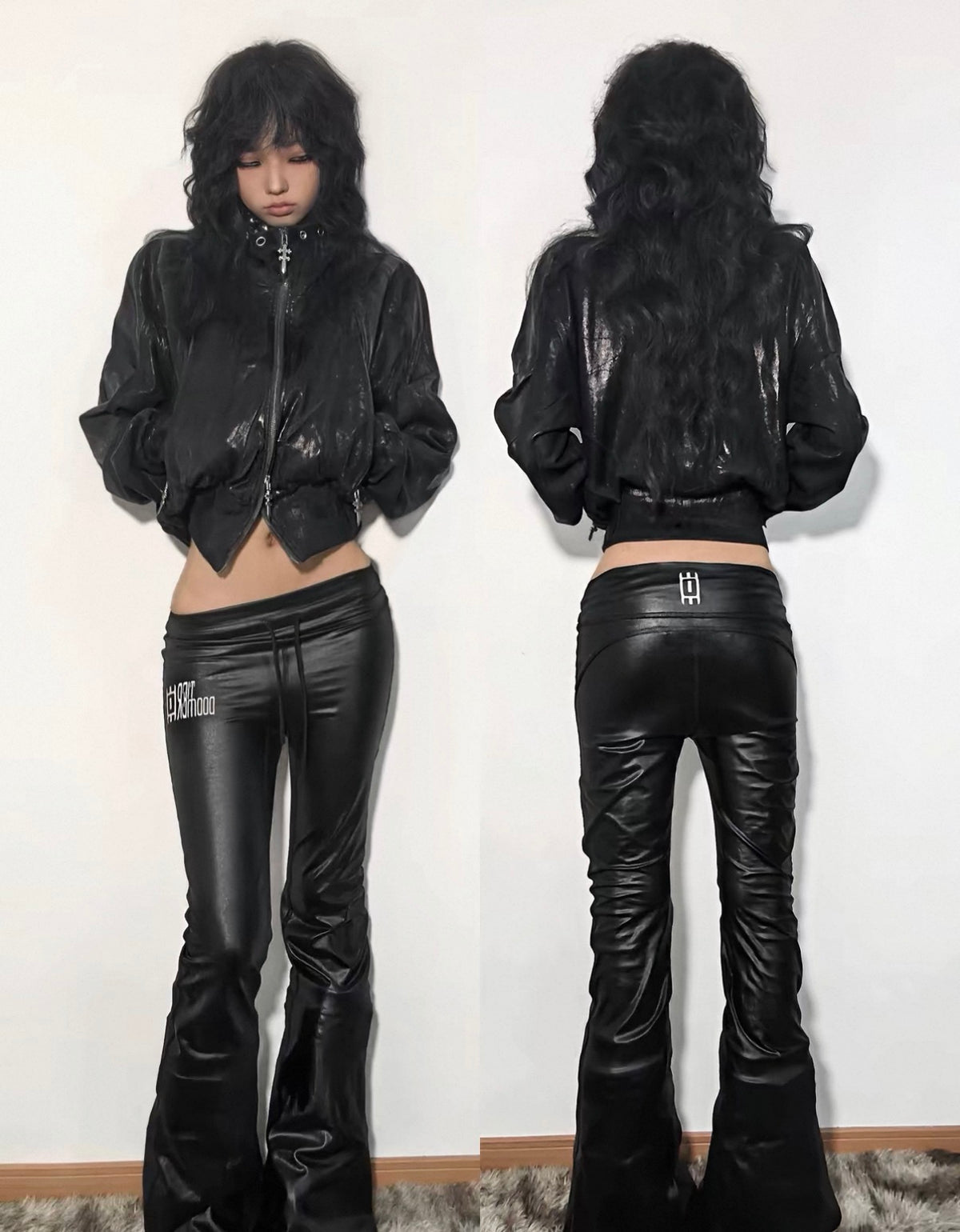 Metal Black Stand Collar Zipper Jacket