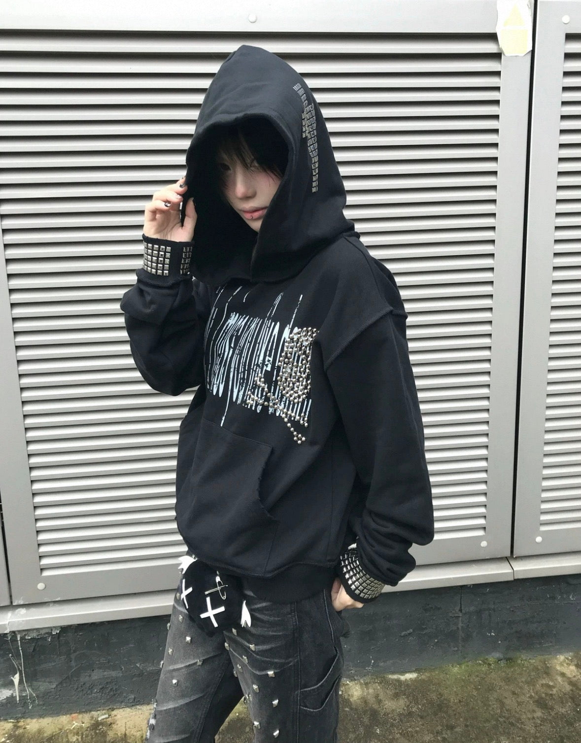 EZWIK Studs Cross Hoodie