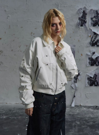 PAIKI PU Leather Bomber Jacket