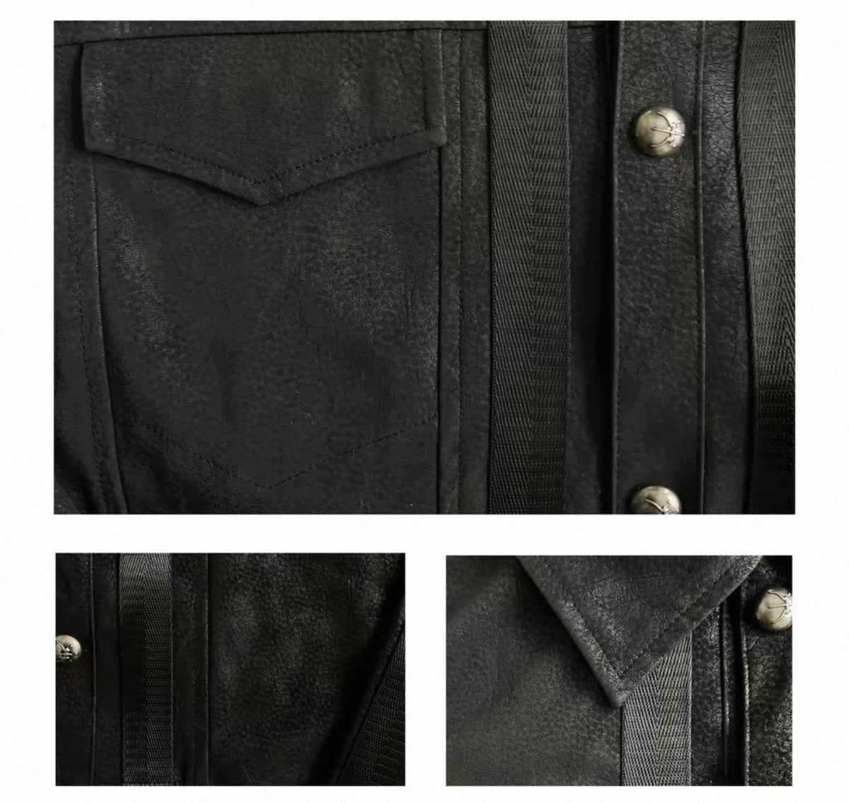 Blood Vein Silver Black Cropped PU Leather Jacket