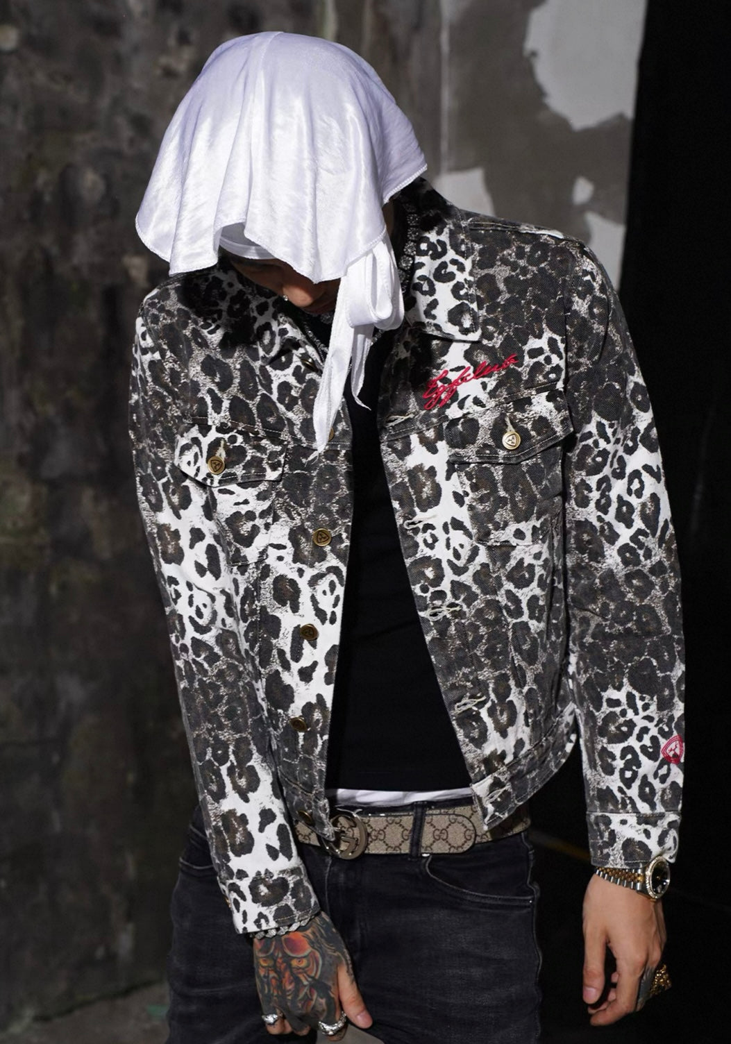 TGFCLUB Leopard Denim Jacket