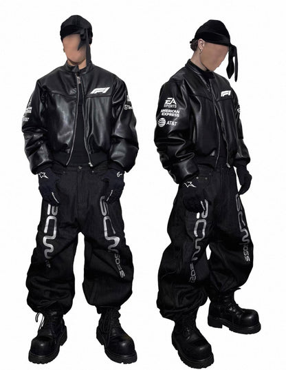 RYE CHASIN PU Leather Bomber Jacket