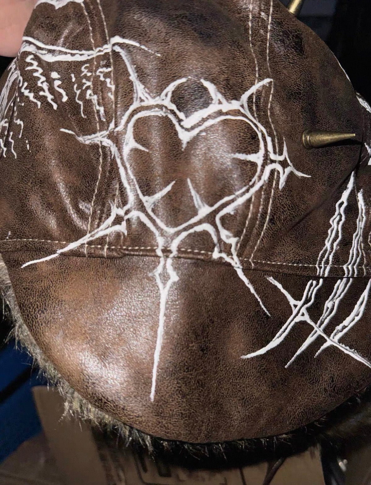 CAROL'S HERE PU Lether Flight Cap