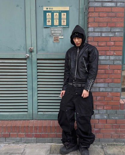 TH4SWE Hoodie PU Lether Jacket