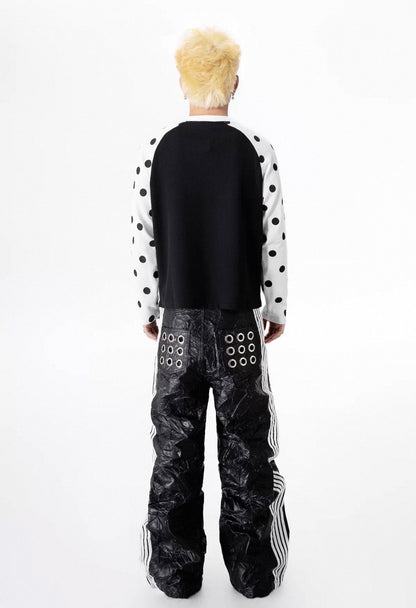 99CLUB クラックレザー ワイドパンツ 5本ライン SELFISH