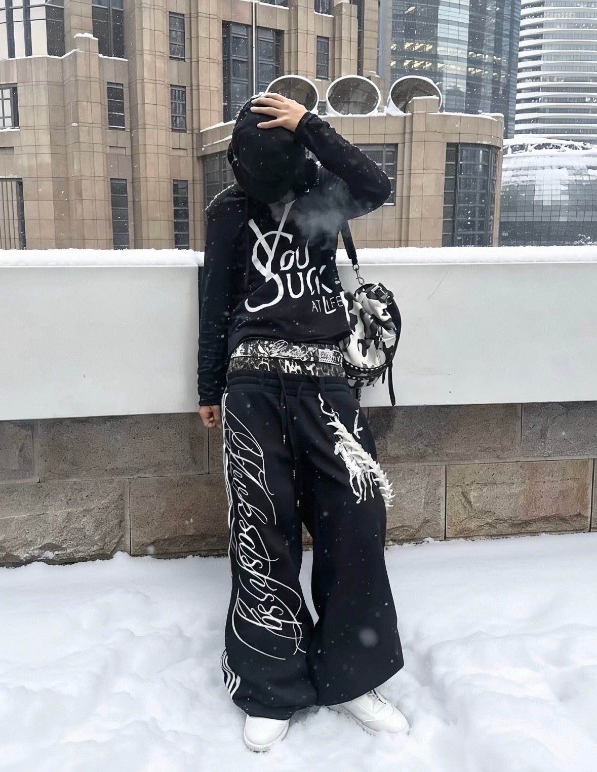 Double Waist Leopard Wide Sweatpants