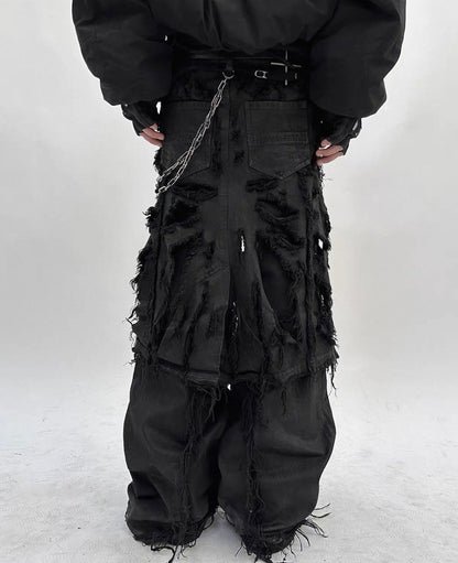 BLACK K Deathtroy Crush Denim Pants