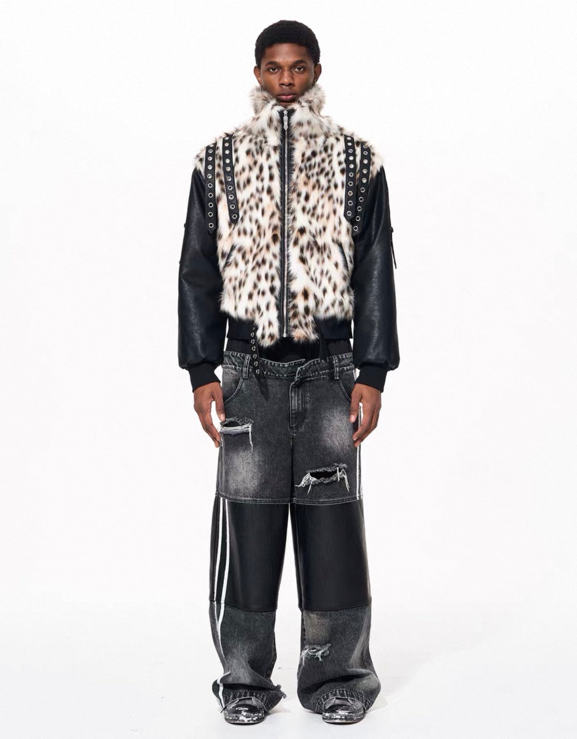 FOURTH3EX Far PU Leather Jacket