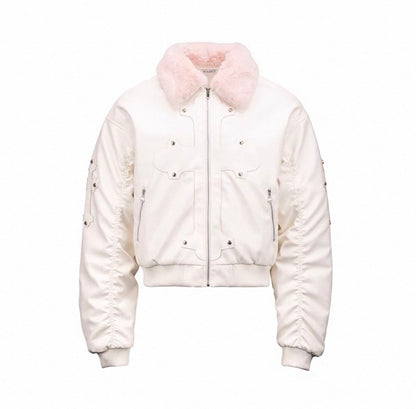 PAIKI PU Leather Bomber Jacket