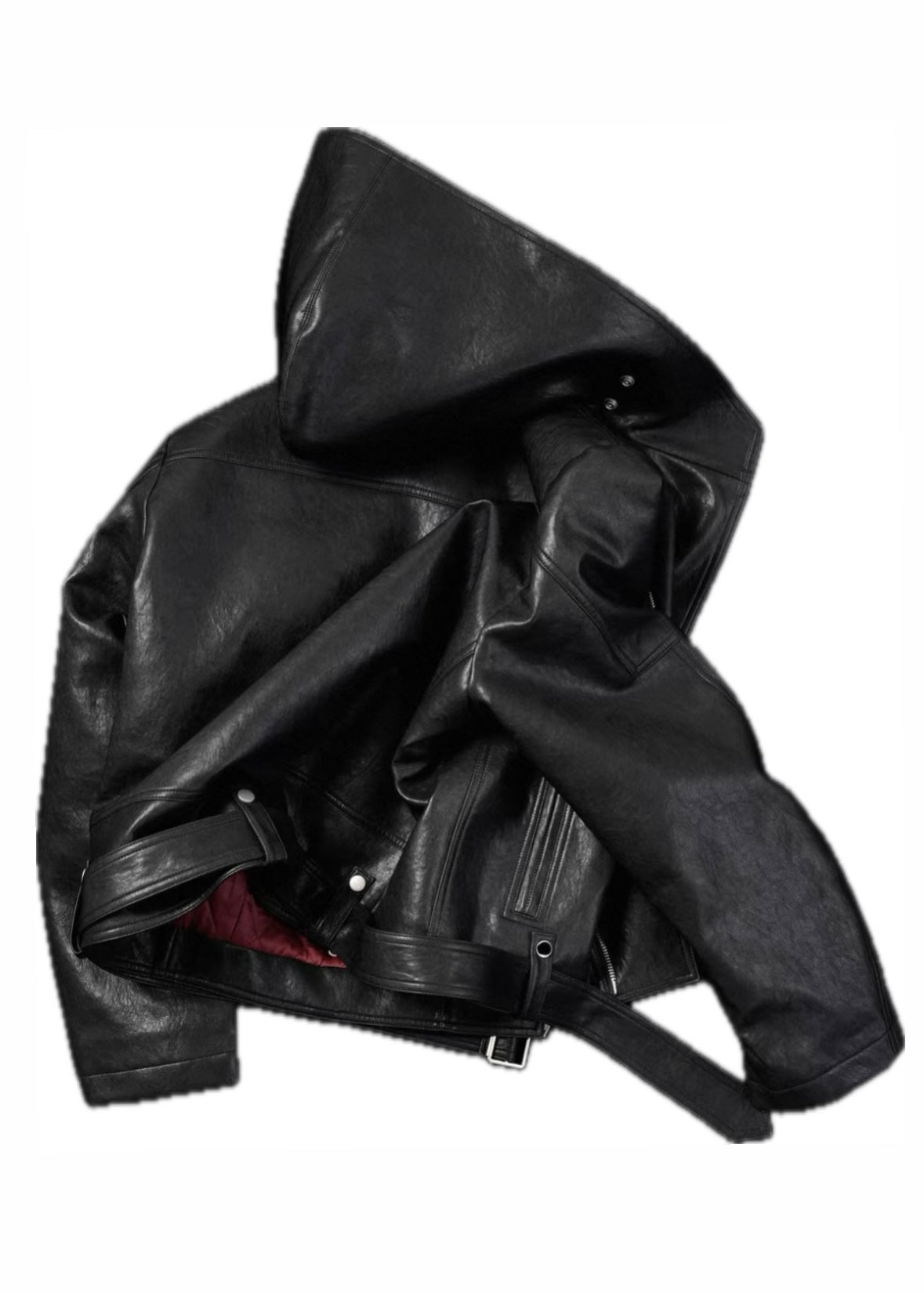EODUP High Neck PU Leather Jacket