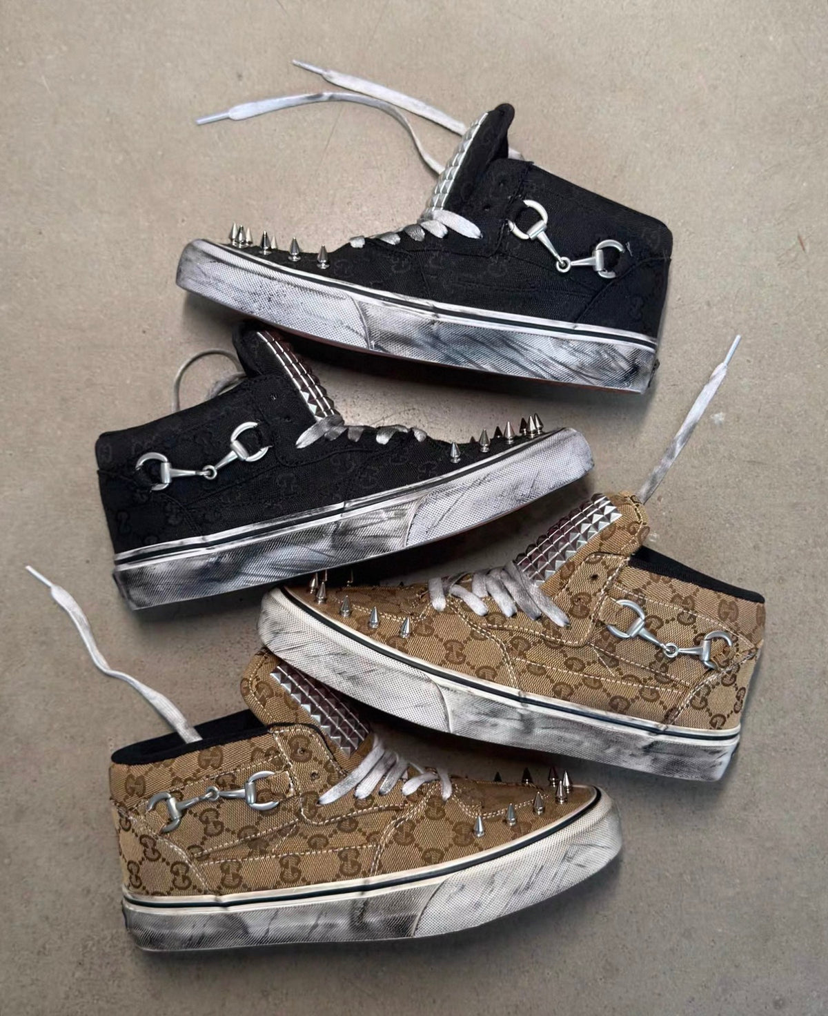 Studded Floral Canvas High Top Sneakers