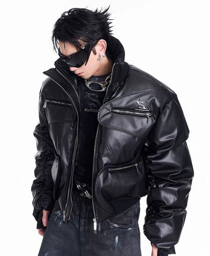 STARTEXCEEDEND PU Leather Bomber Jacket