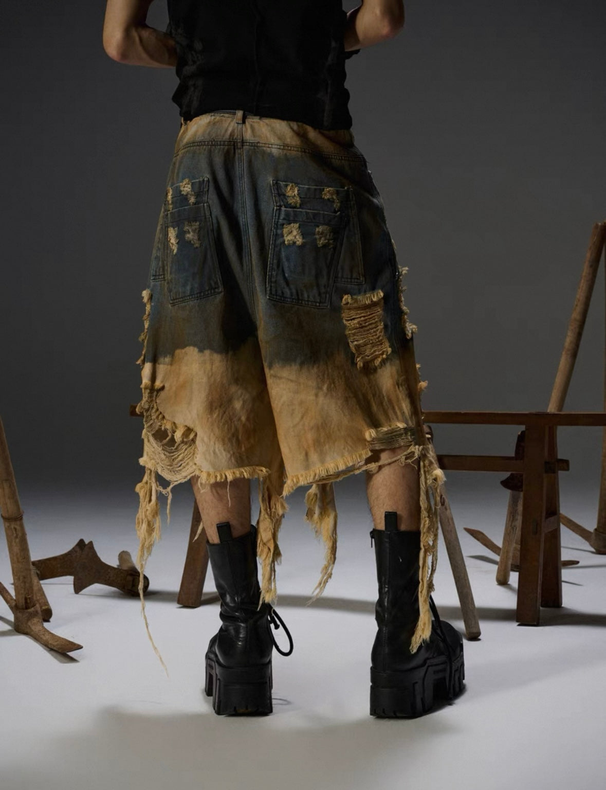 FLYERRER Clash denim Half pants
