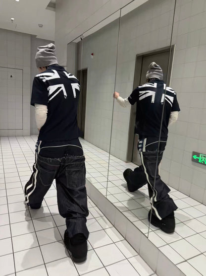Double Waist Raw Denim Pants