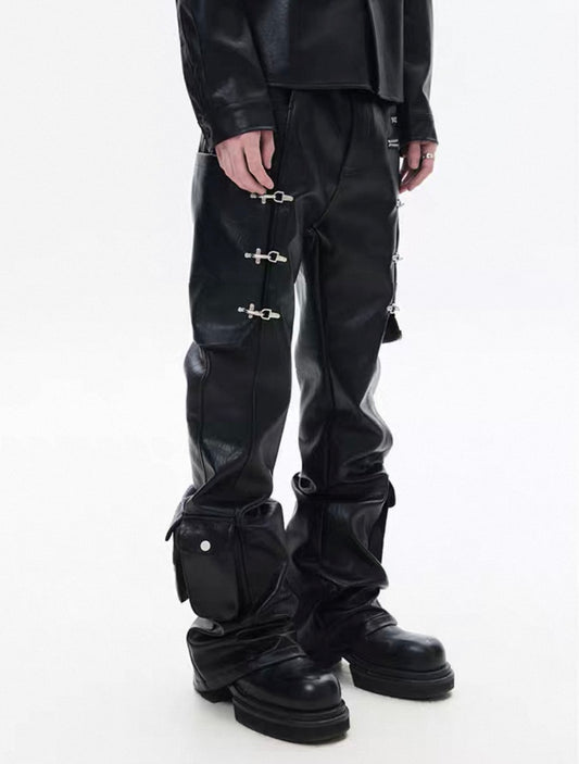 FRKM SCD PU Leather Gimmick Pants