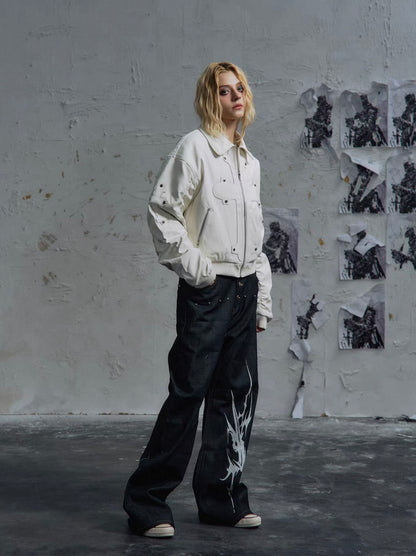 PAIKI PU Leather Bomber Jacket