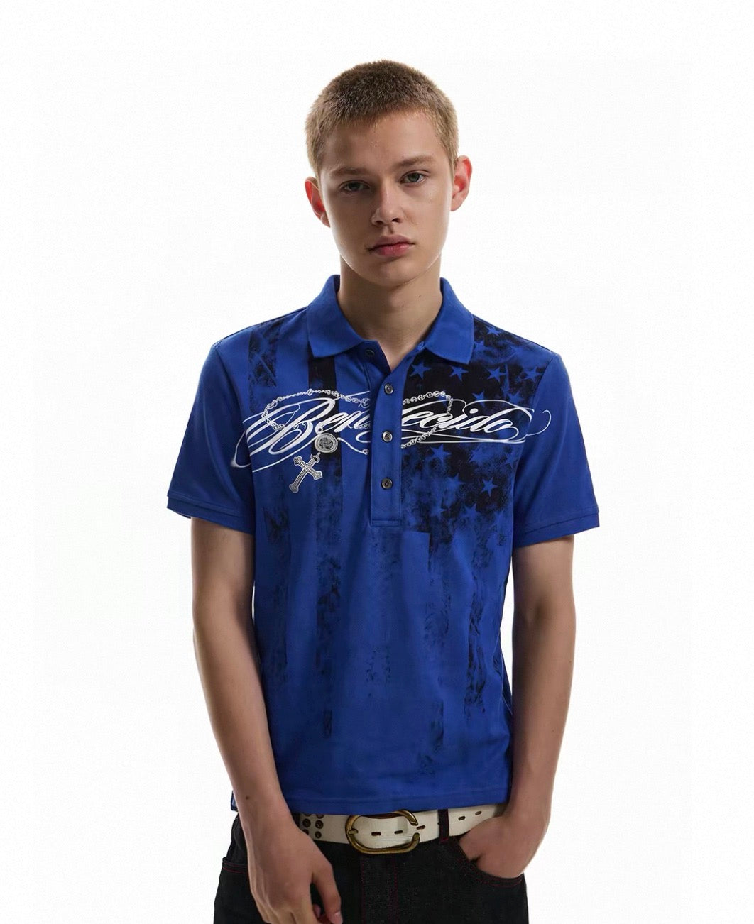 Star All-Over Print Polo Shirt