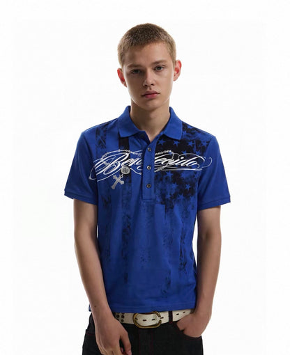 Star All-Over Print Polo Shirt