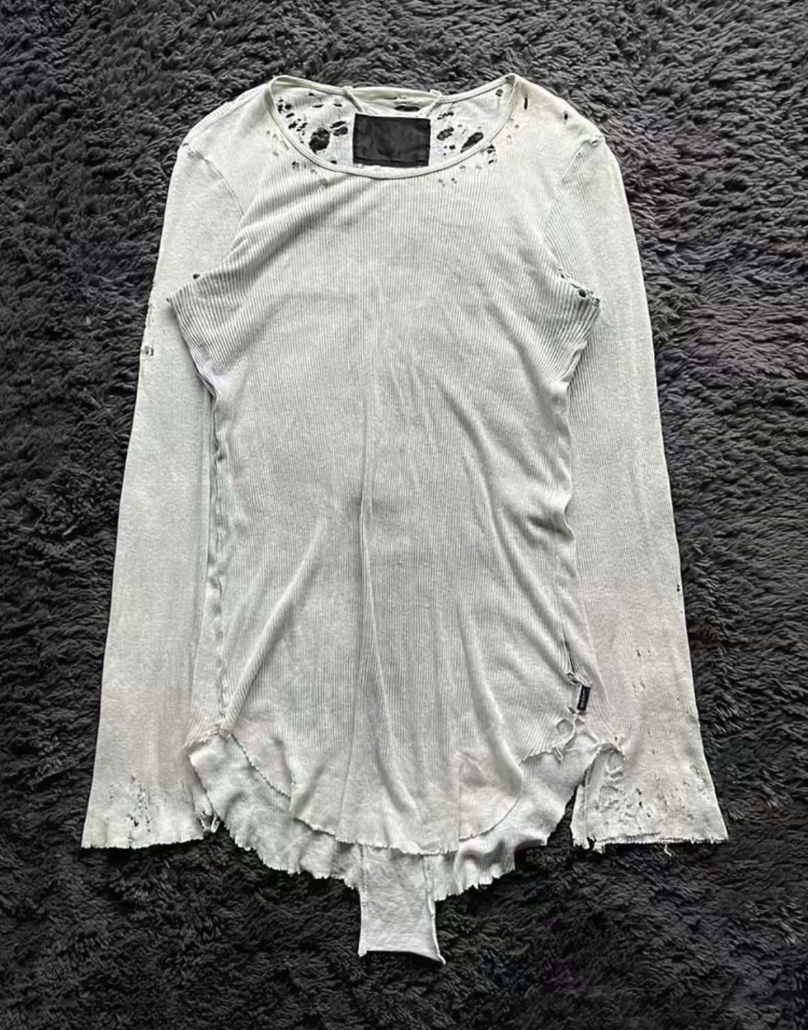 Distressed Cross Patch Long Sleeve T-Shirt