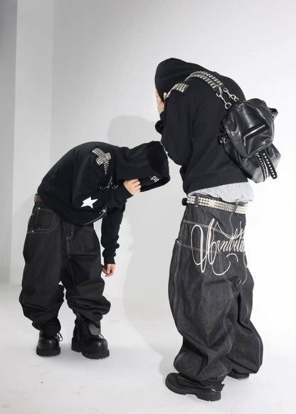 UCANTBELIKEME Back Logo Baggy Denim