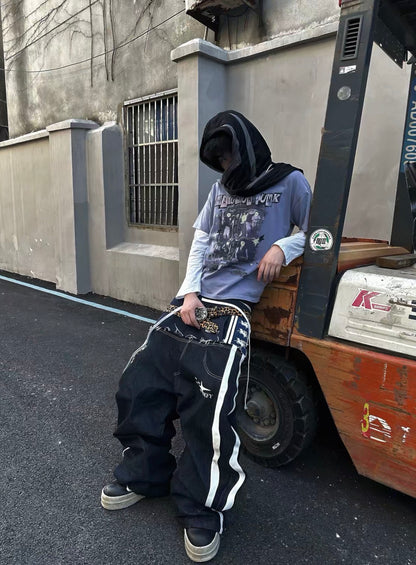 Double Waist Raw Denim Pants