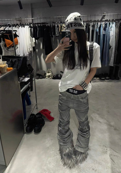 GOJOYJINNI White Flare Denim