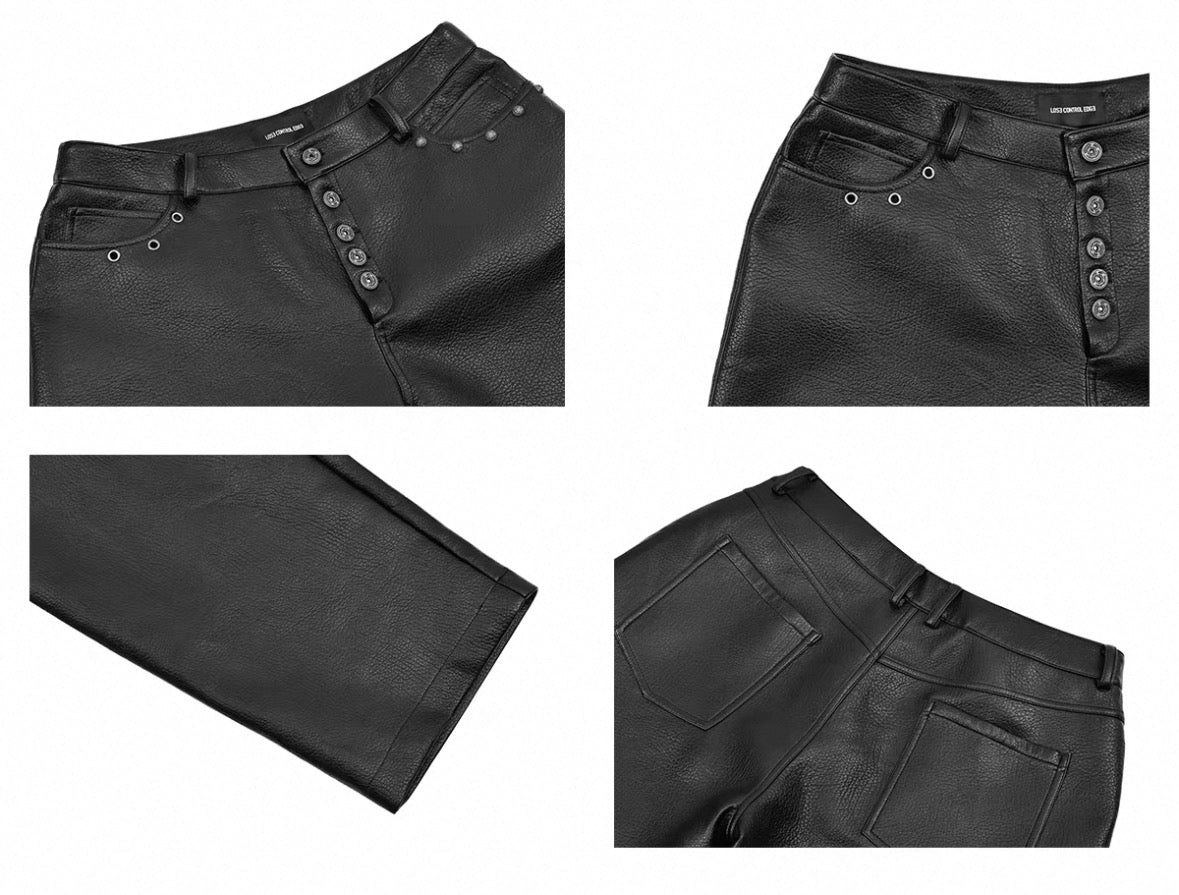 LOSECONTROLEDGE PU leather Wide Pants