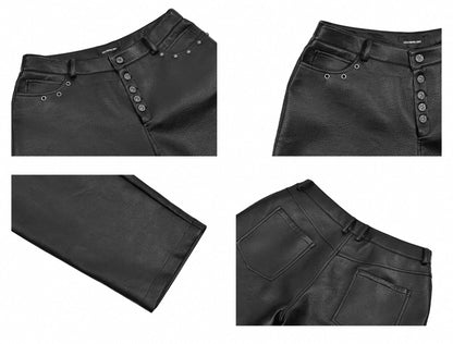 LOSECONTROLEDGE PU leather Wide Pants