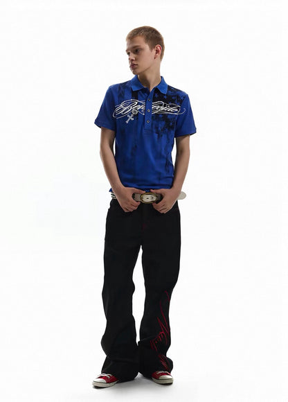 Star All-Over Print Polo Shirt