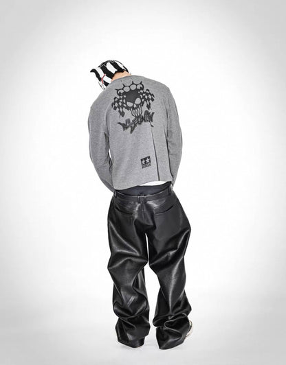 LOSECONTROLEDGE PU leather Wide Pants