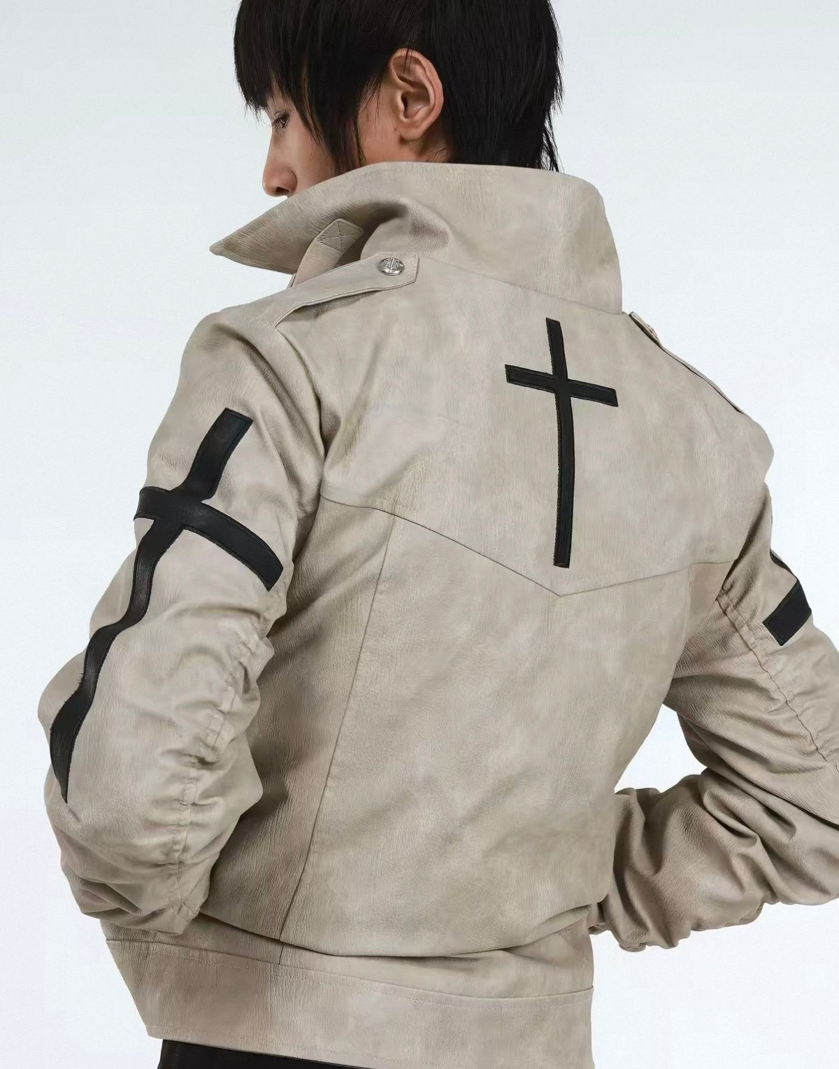 DETW ゴシッククロスバックル スリムレザージャケット SELFISH