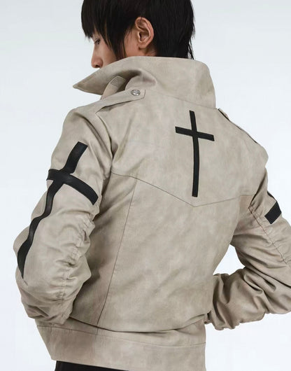 DETW ゴシッククロスバックル スリムレザージャケット SELFISH