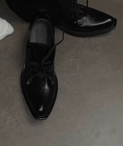 Pointed-Toe Wizard Derby Platform Shoes