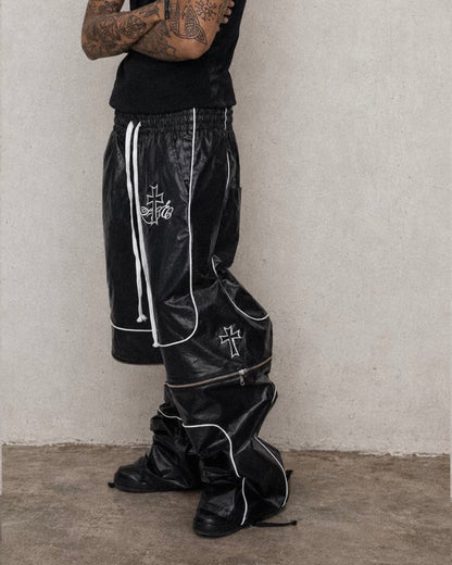 LOSECONTROLEDGE 2Way PU leather half&wide pants
