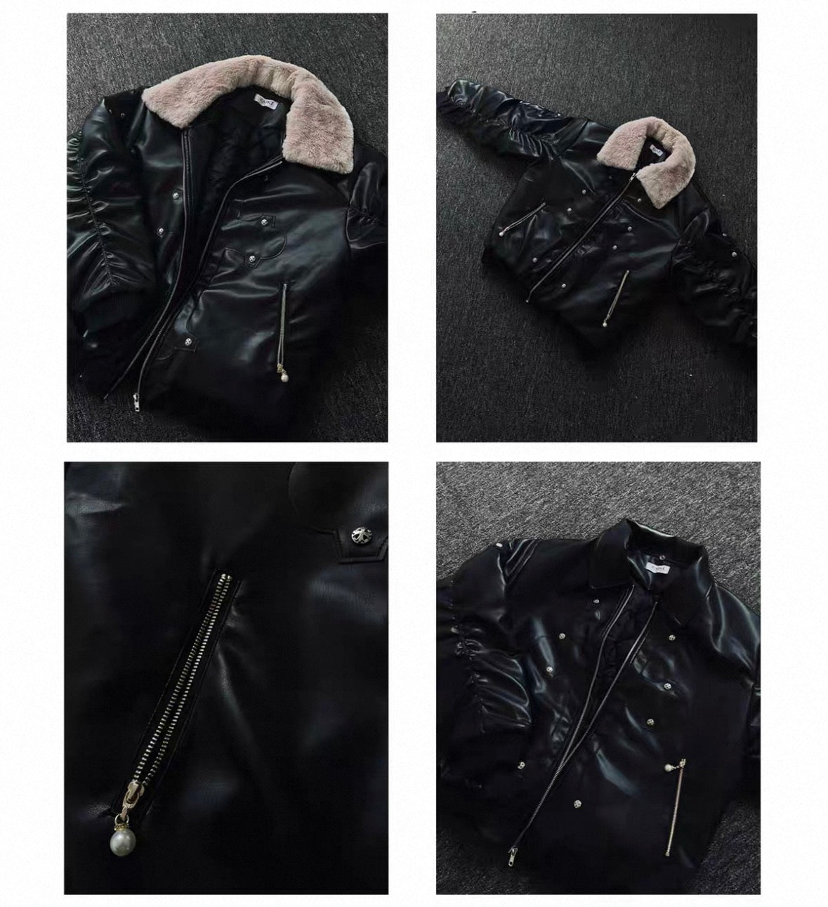 PAIKI PU Leather Bomber Jacket