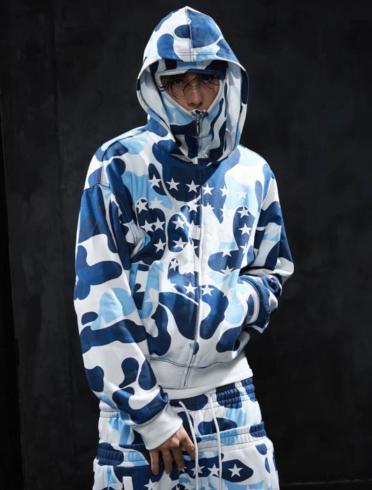 DND4DES Star Camo Hooded Zip-Up Jacket
