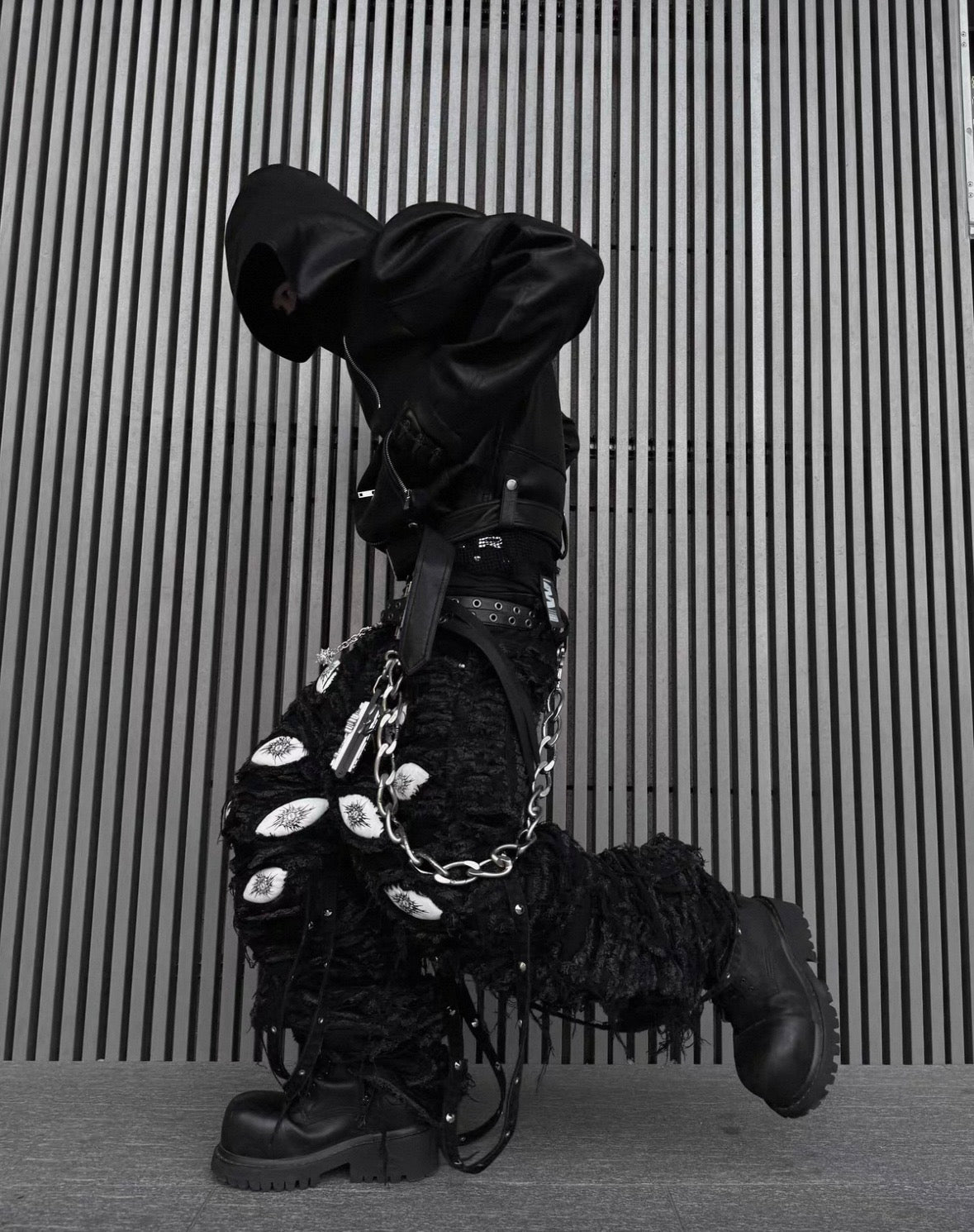 EODUP High Neck PU Leather Jacket