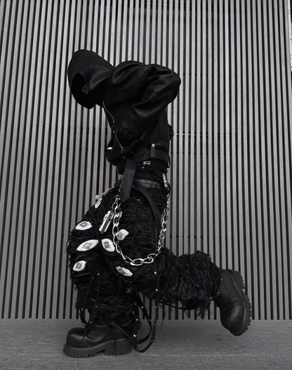 EODUP High Neck PU Leather Jacket