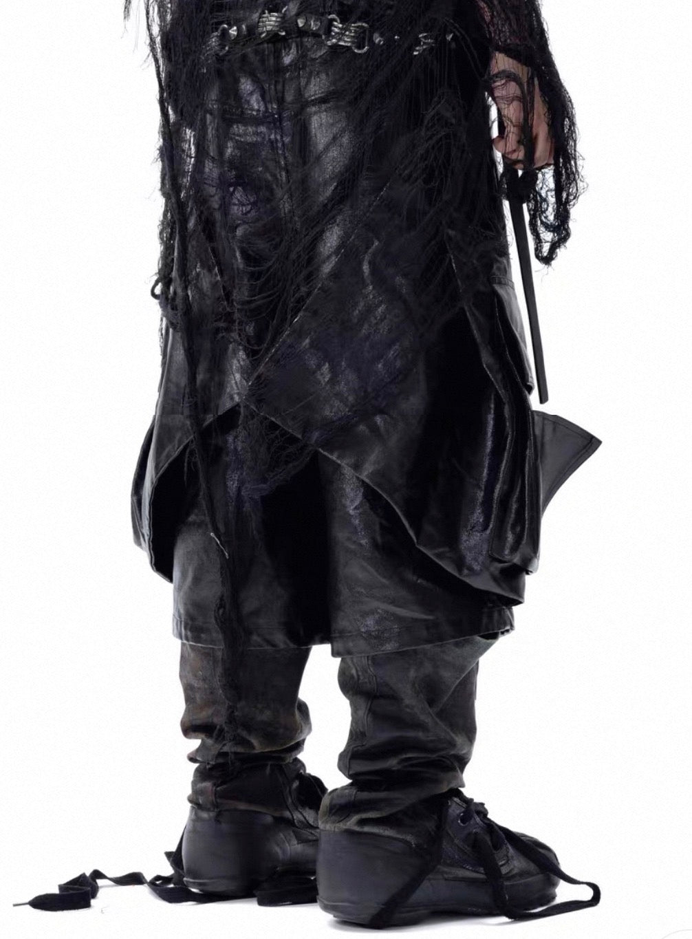VANGUARDIA PU leather long half pants