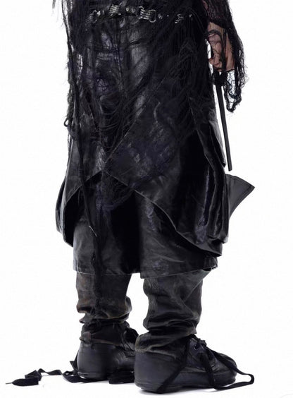 VANGUARDIA PU leather long half pants