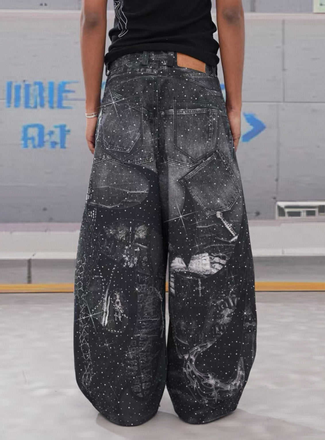 DND4DES Line Stone Print Distressed Denim Jeans
