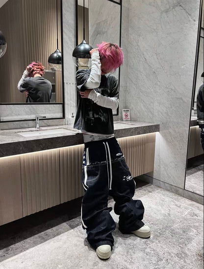 Double Waist Raw Denim Pants