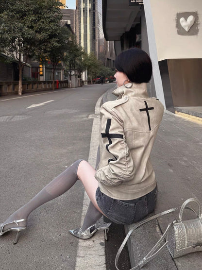 DETW ゴシッククロスバックル スリムレザージャケット SELFISH