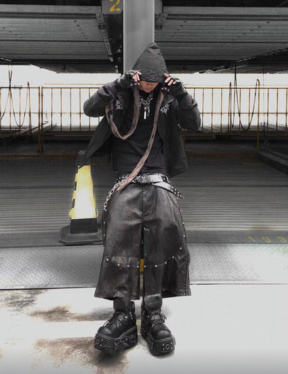 LOSECONTROLEDGE PU  Leather Half Pants