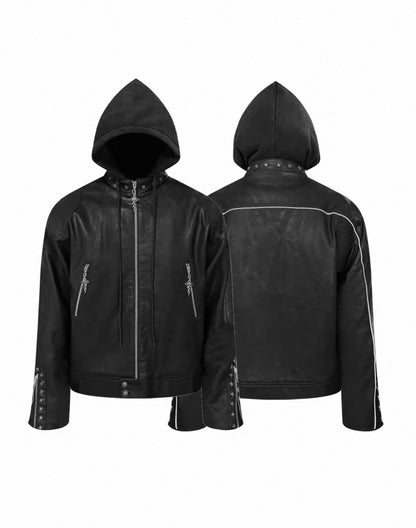 TH4SWE Hoodie PU Lether Jacket