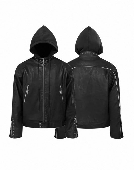 TH4SWE Hoodie PU Lether Jacket